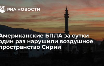 Американские БПЛА за сутки один раз нарушили воздушное пространство Сирии