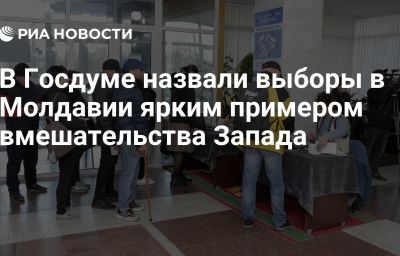 В Госдуме назвали выборы в Молдавии ярким примером вмешательства Запада