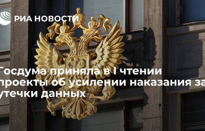 Госдума приняла в I чтении проекты об усилении наказания за утечки данных