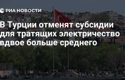 В Турции отменят субсидии для тратящих электричество вдвое больше среднего