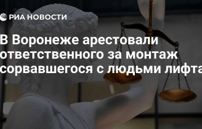 В Воронеже арестовали ответственного за монтаж сорвавшегося с людьми лифта