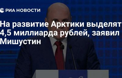 На развитие Арктики выделят 4,5 миллиарда рублей, заявил Мишустин